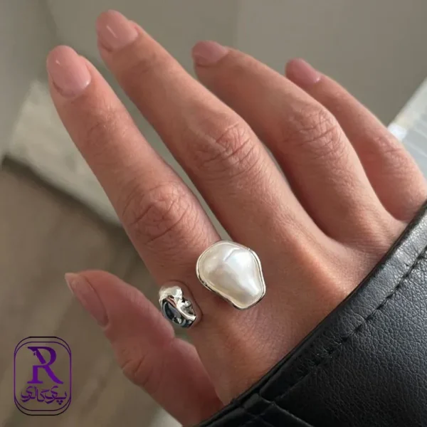 انگشتر مینیمال دفرمه مروارید