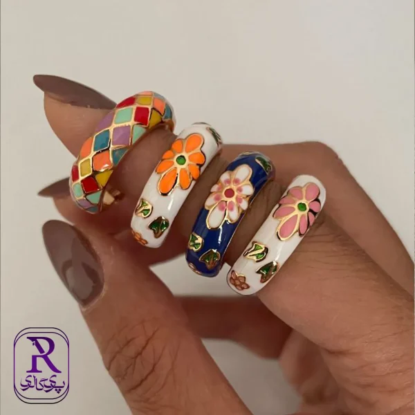 انگشتر میناکاری گل