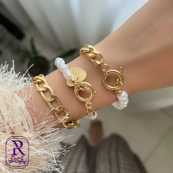دستبند پکی چندتایی مدل مروارید
