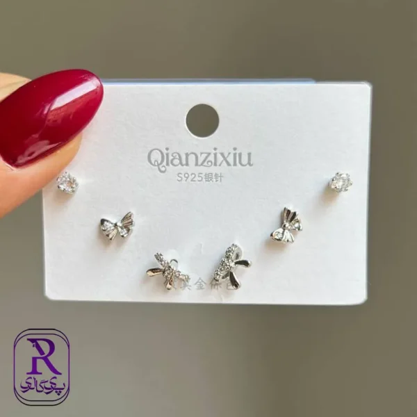 گوشواره پكي سه جفتي قلب