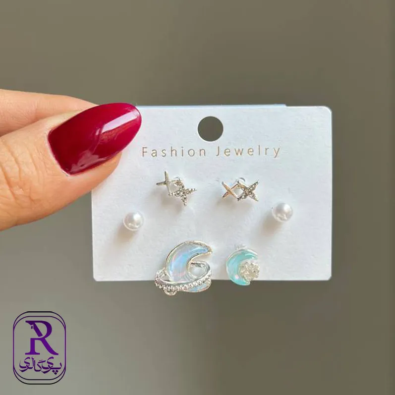 گوشواره پكي سه جفتي