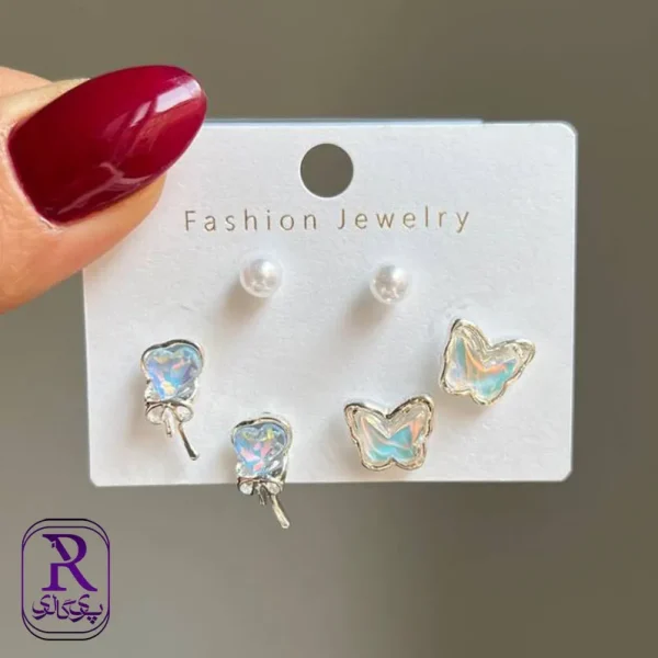 گوشواره پكي سه جفتي شکوفه